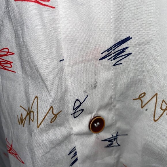 Winston Men's 5XL White Short Sleeve Button-Down Manuel Shirt Scribble Print - Picture 3 of 7